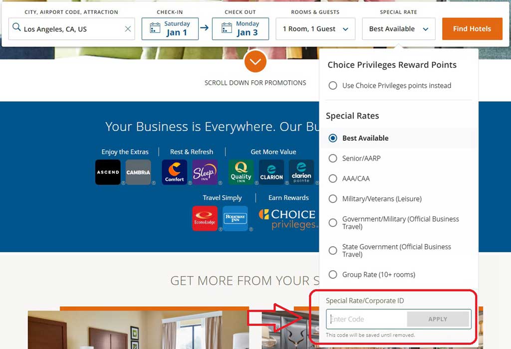 How to Apply a Choice Hotels Corporate Code TikoTravel