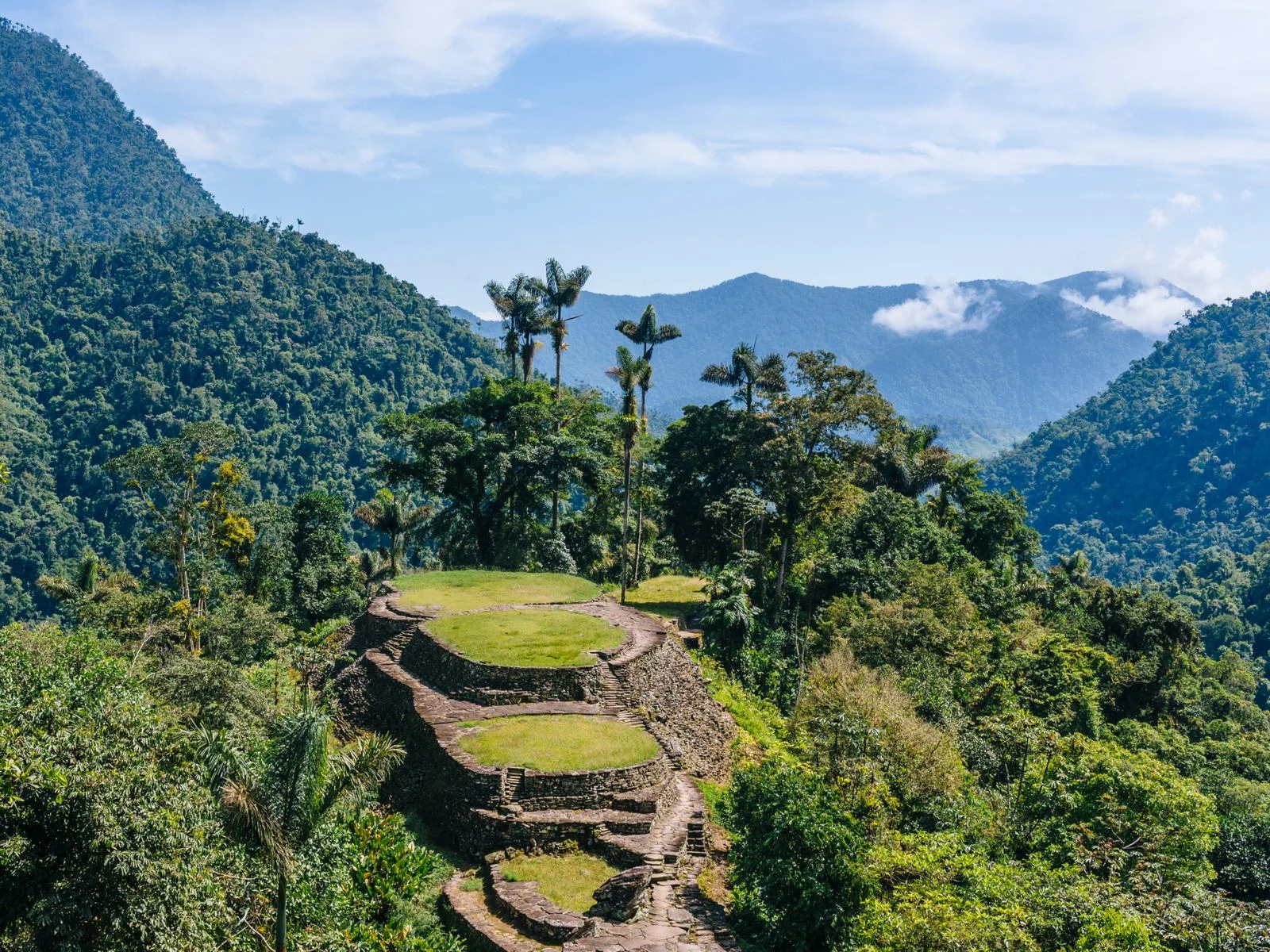 Lost City of Ciudad Perdida and the terraces by the city pictured during the cheapest time to go to Colombia