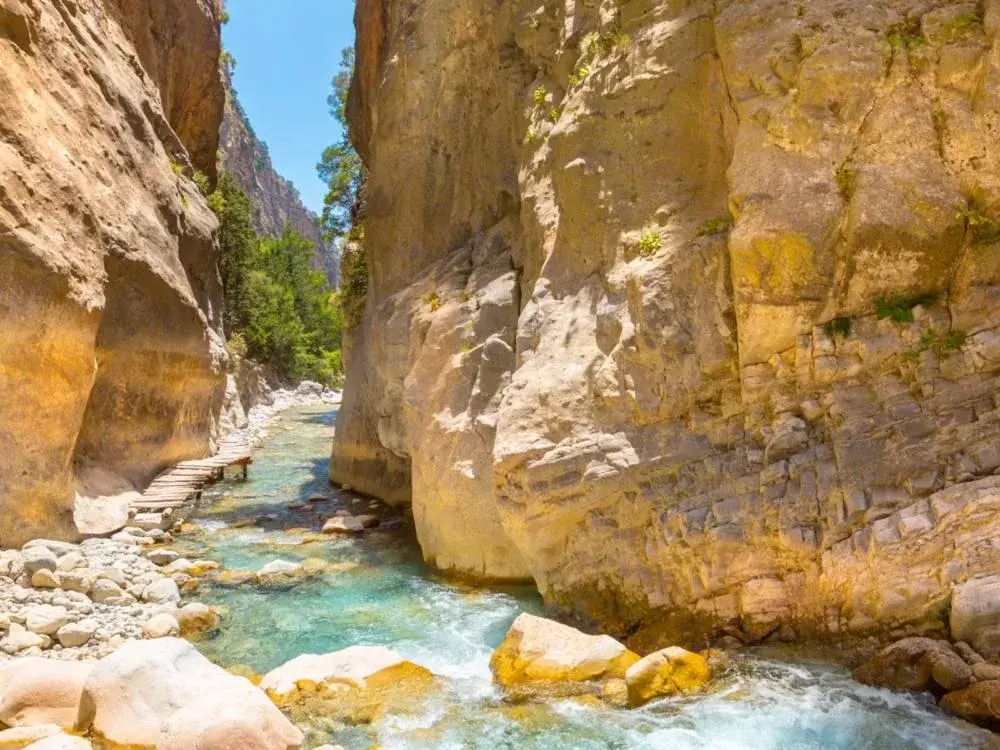 One of the very best things to do in Greece, the Samaria Gorge, pictured from the walking path