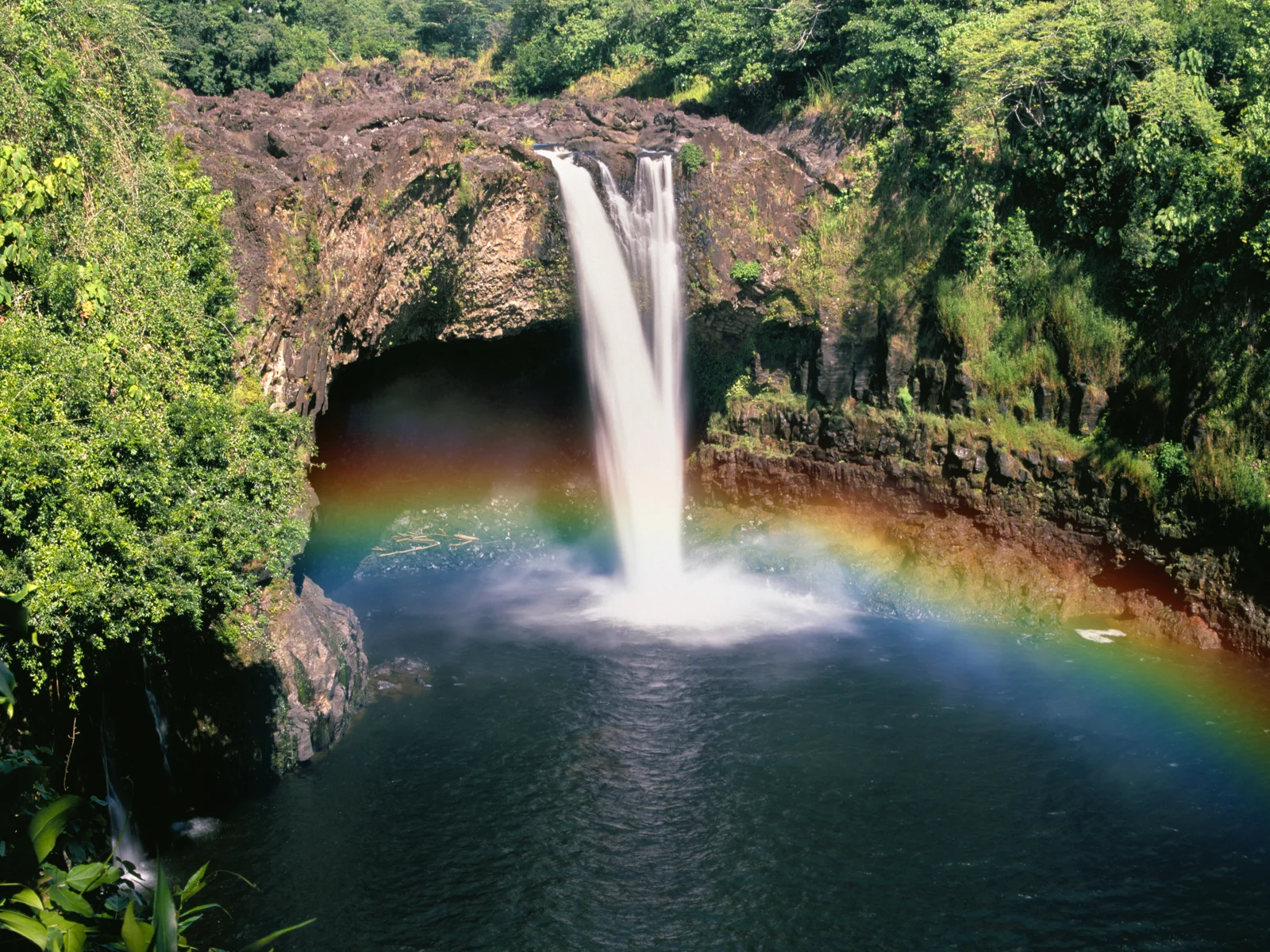 Gorgeous rainbow waterfalls on the Big Island for a piece titled Is Hawaii Safe