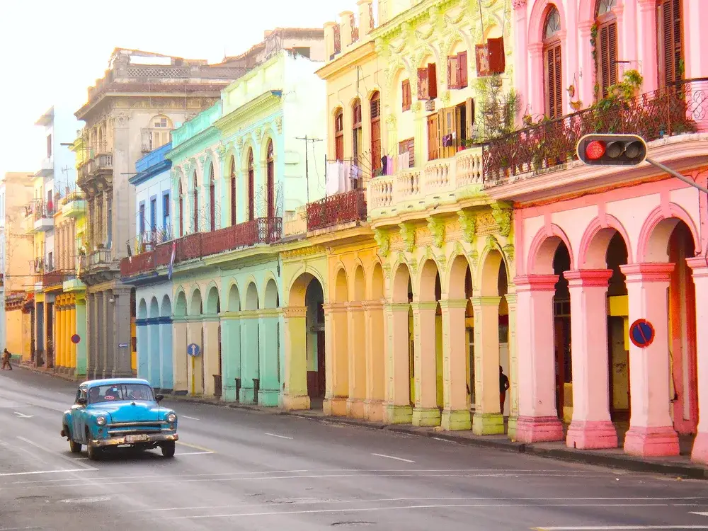 Colorful buildings line the streets in Havana for a frequently asked questions section on the best time to visit Cuba
