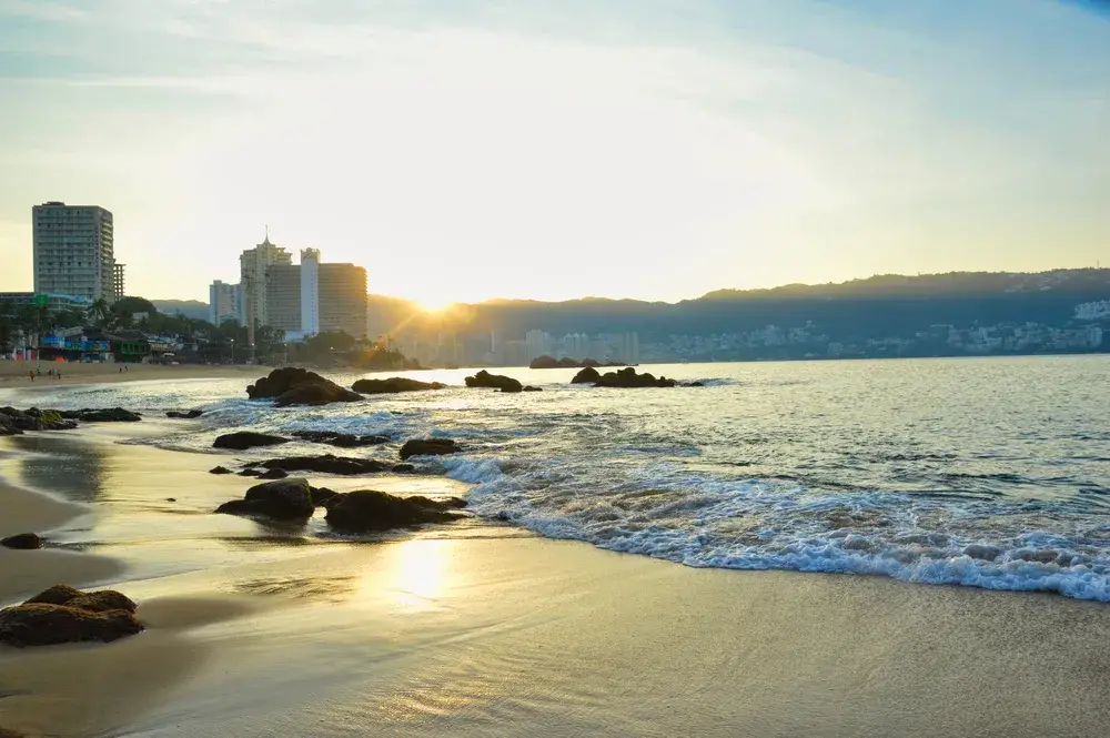Sunrise over Acapulco Mexico beach