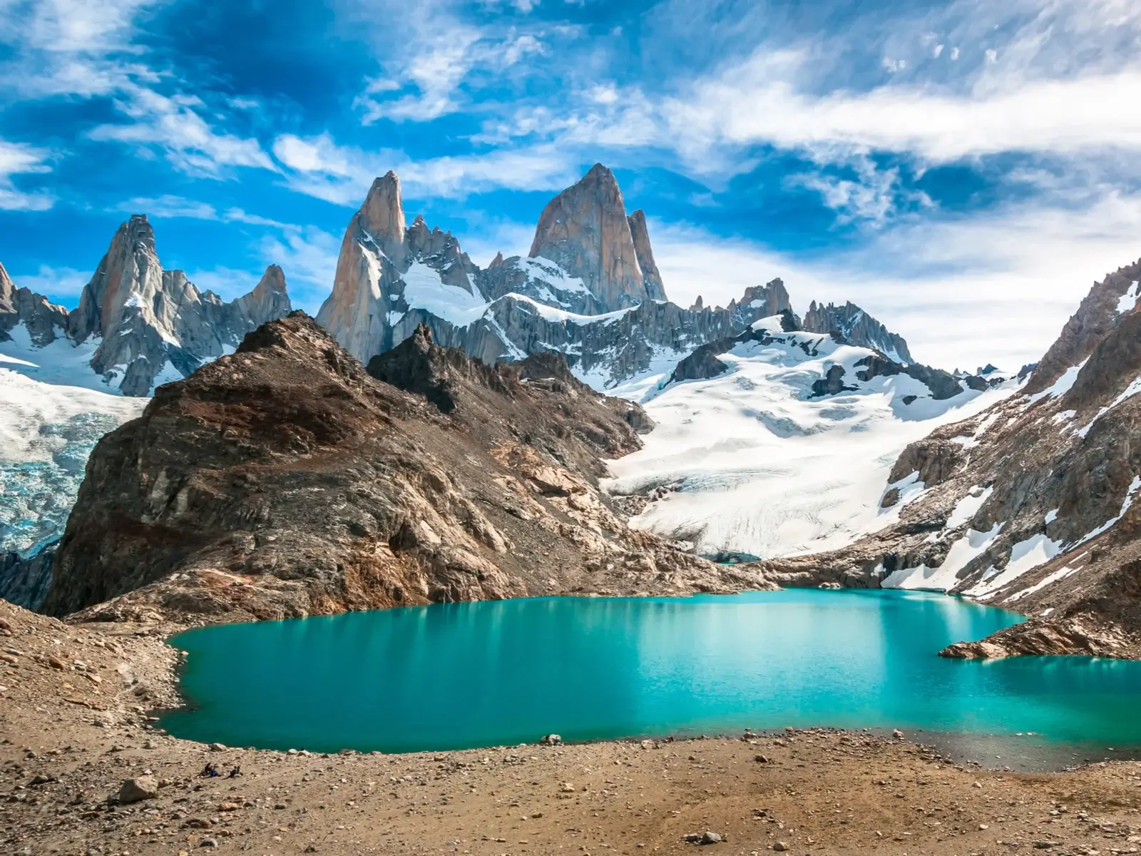 Lake on Fitz Roy Mountain in Patagonia pictured for a post on the least busy time to visit Argentina