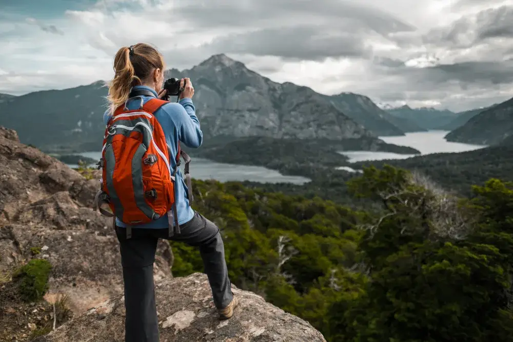 Woman hiking in Patagonia to show that tourism in Argentina is completely safe
