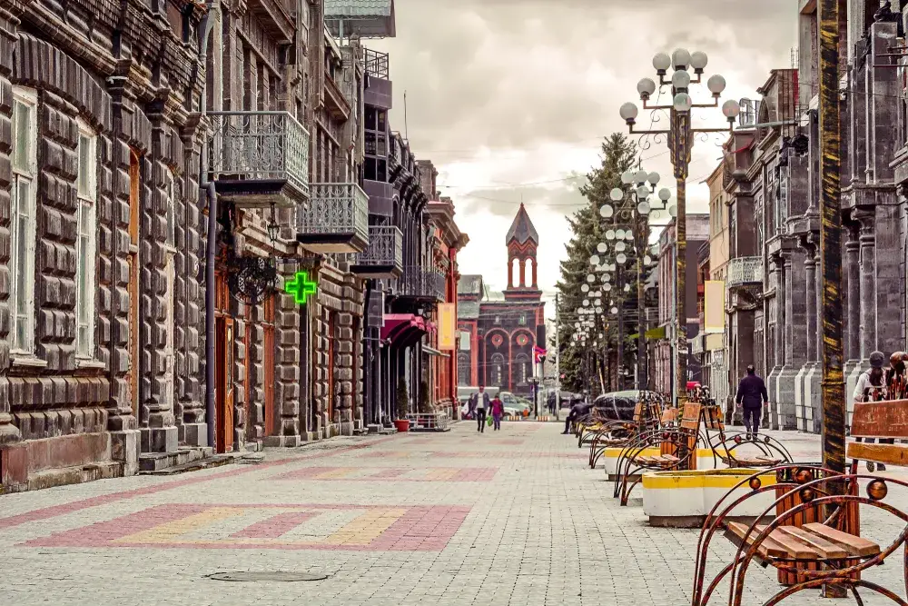 Scenic street in Gyumri as an example of a safe neighborhood for a piece on Is Armenia Safe