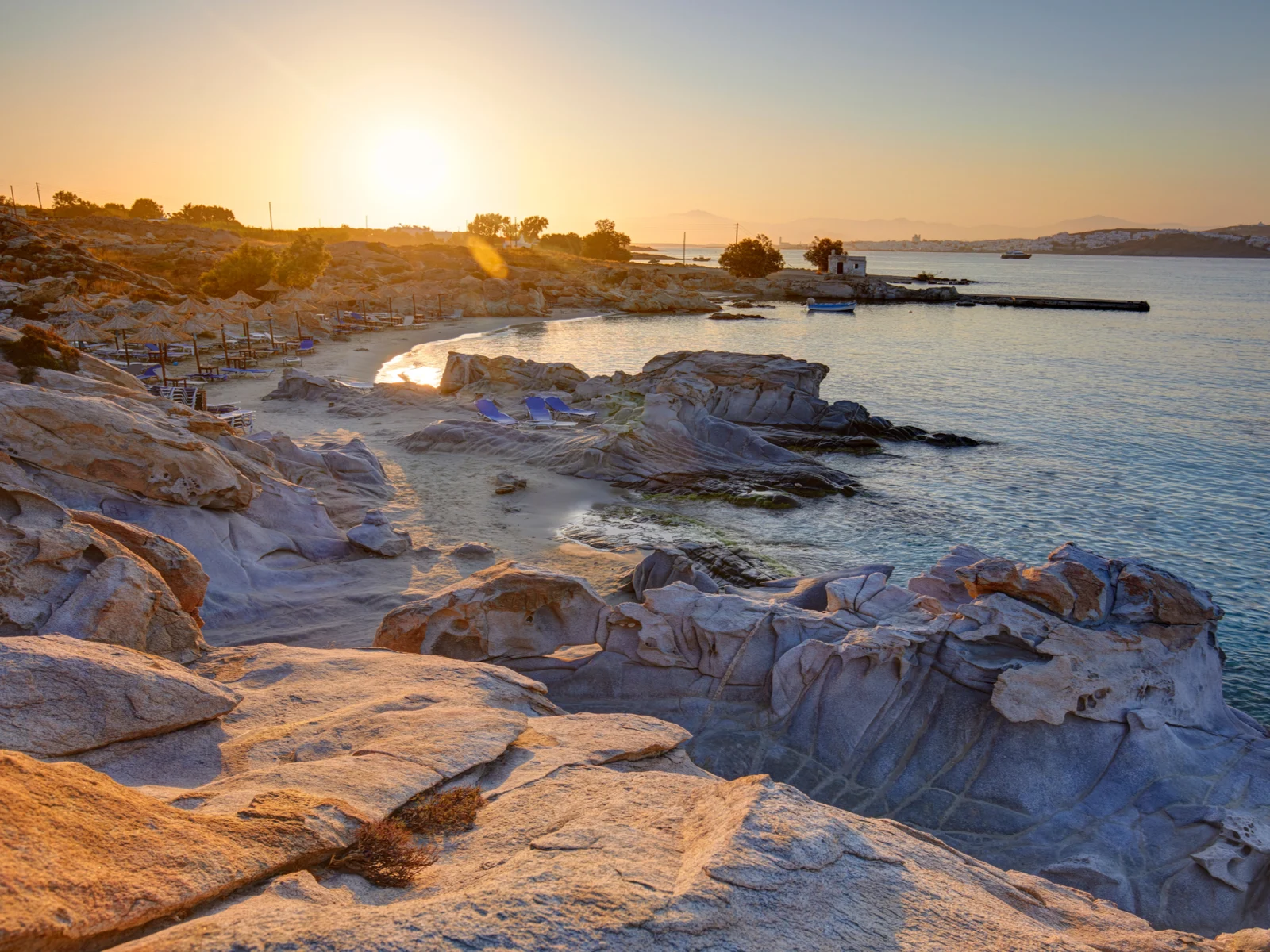 Sunrise over Kolymbithres, Paros, one of our picks for the best beaches in Greece