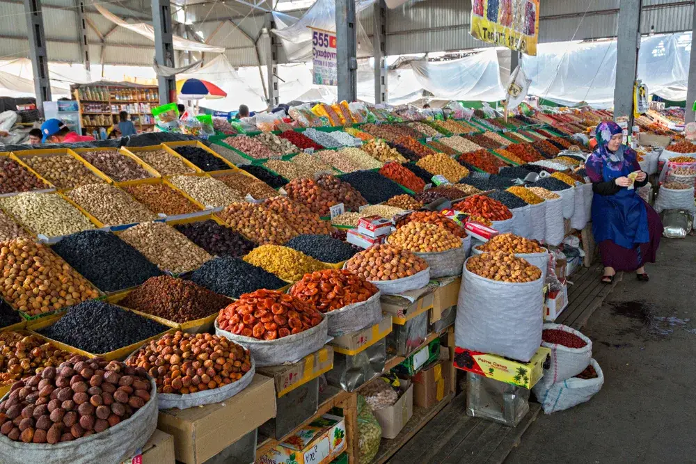 Neat view of a spice market in Bishkek, Kyrgyzstan, during the best time to visit the country
