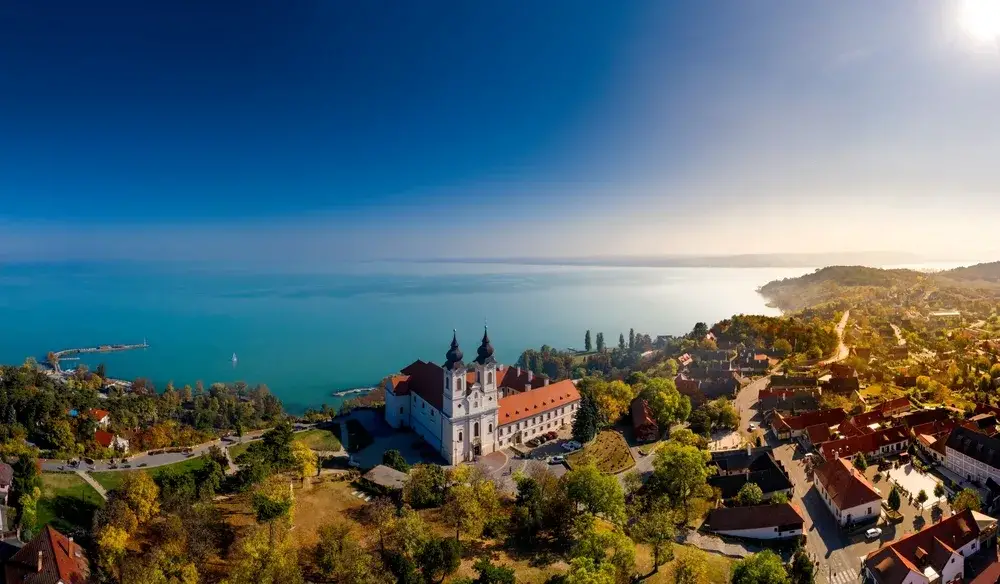 Lake Balaton in Tihany with the abbey by the shore during the best time to visit Hungary in summer