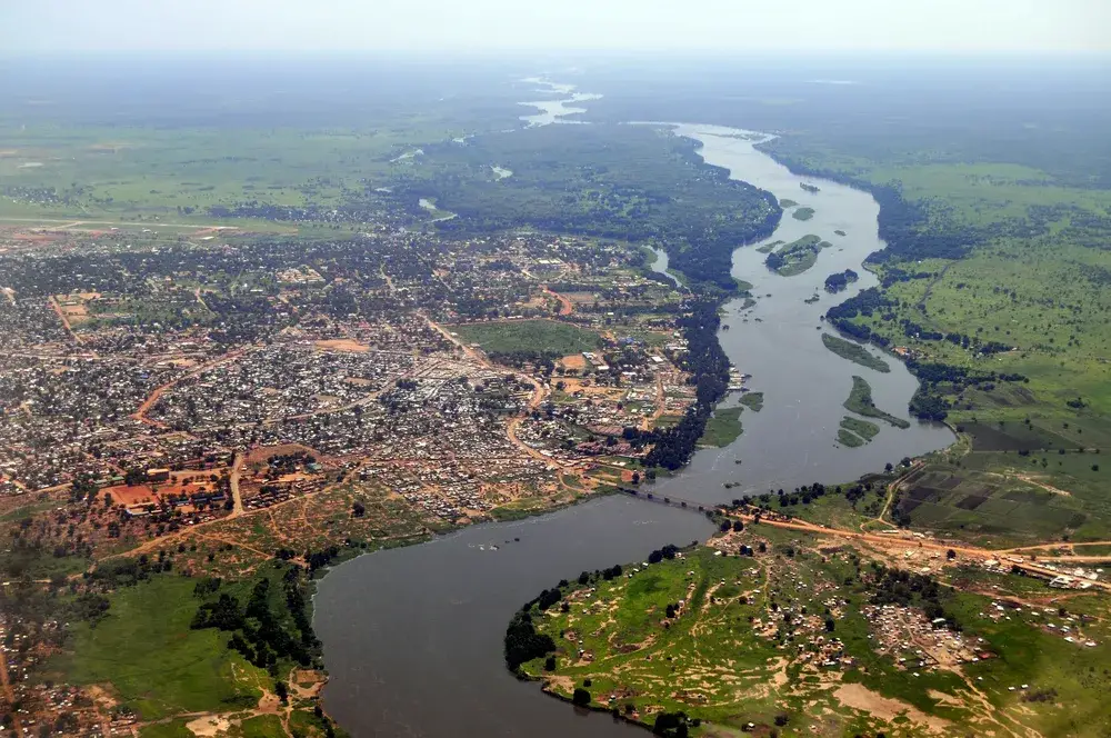 Aerial image of Juba and the Nile River in South Sudan, the most dangerous country in Africa right now